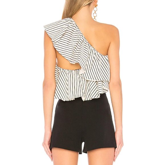 AMUR Jessica Off White Single Shoulder Top Sz M - Picture 9 of 11